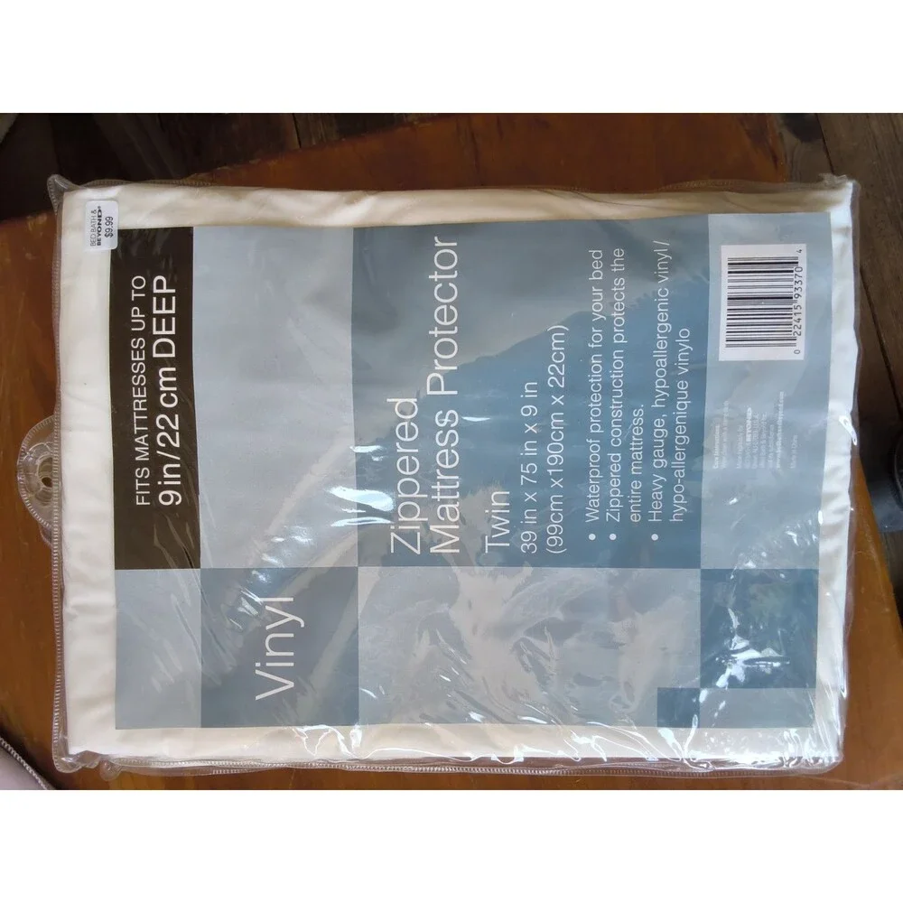 (Lot of 2) NIP Bed Bath Beyond Twin Vinyl Zippered Mattress Covers Waterproof